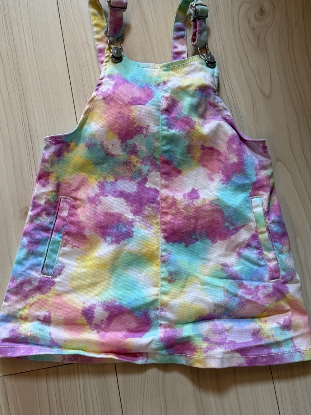 Wonder Nation Toddler Girls Pastel Tie-Dye Denim Jumper Dress